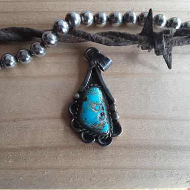 Navajo silver and turquoise pendant 