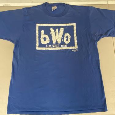 Vtg Jerzees Blue World Order ECW Stone Cold XL T-shirt
