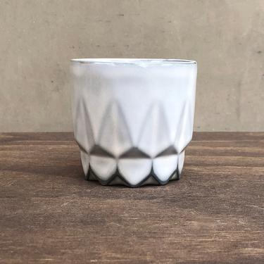 Black Porcelain Ceramic &quot;Hex&quot; Cup  - Glossy &quot;Snow&quot; 
