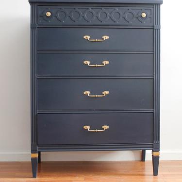 SOLD*Do Not Purchase*****Mid-Century Blue Tall Dresser/Chest of Drawers/Bureau 