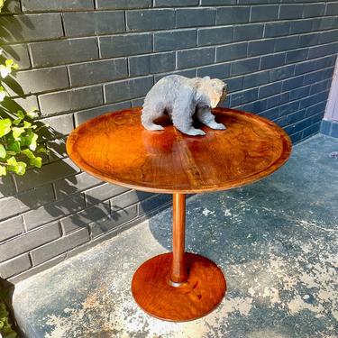 1950s Pedestal Table Turned Wood Unknown Craftsman Vintage Mid-Century Modernist Side Endtable 