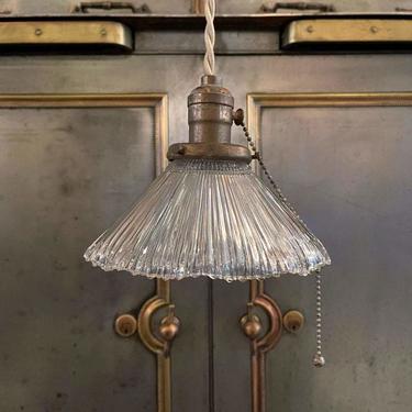Early 20th Century Fluted Ruffle Glass Pendant Light