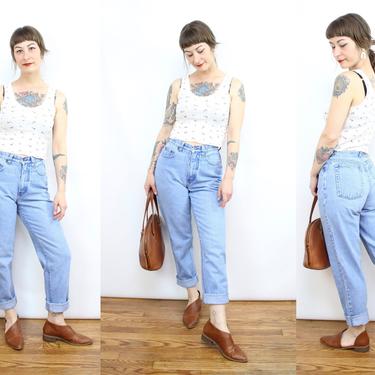 Vintage 90's Blue Denim Mom Jeans / 1990's High Waisted Jeans / L.A. Blues Mom Tapered Jeans Women's Size Small / 26&amp;quot; Waist / Modern Size 4 by Ru