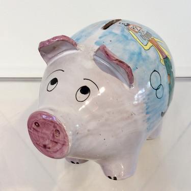 1960s Mid-Century Modern Italian Ceramic Piggy Bank 