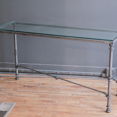 Metal & Glass Crossbar Console Table