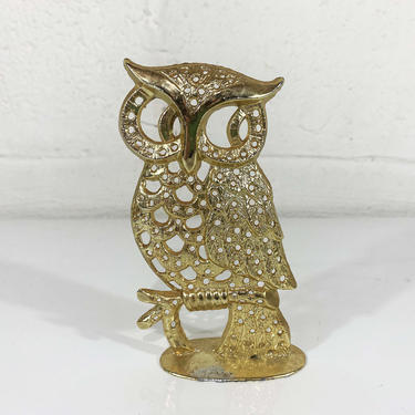 True Vintage Owl Jewelry Holder Earring Bird Organizer Metal Decor Torino Display Gold Earrings Tree 