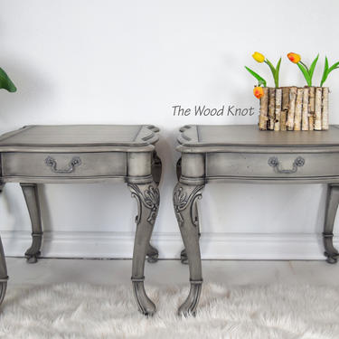 Gray Walnut Side Tables – A Pair