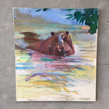 Africa Hippo Painting by Sam Amato