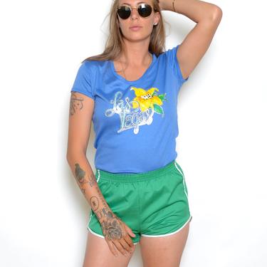 Vintage 70's Las Vegas Glitter Graphic Ladies T-Shirt Sz S 