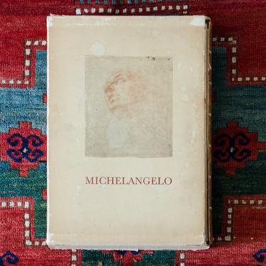 Vintage First Edition Most Famous 103 Drawings Facsimile Michelangelo Book Hardcover Slipcase Leather Bound Book New York Italy 1965 