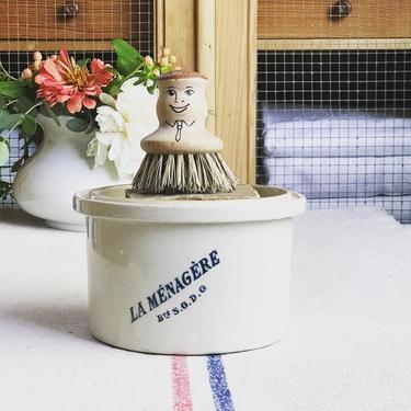 Beautiful vintage French stoneware butter pot, pate pot- PP 