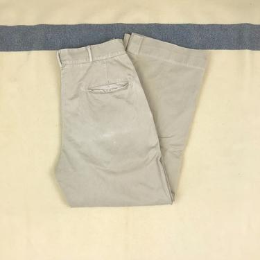 Size 30 x 28 1/2 Vintage 1940s 1950s Distressed US Navy Khaki Cotton Double Stitched Chinos 4 