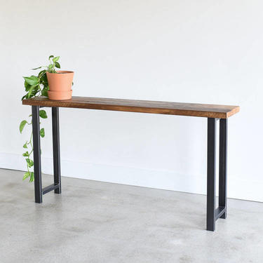 Console Table made from Reclaimed Wood / Industrial H-Shaped Metal Leg Sofa Table / 12&amp;quot; Depth - SHIPS FREE! 