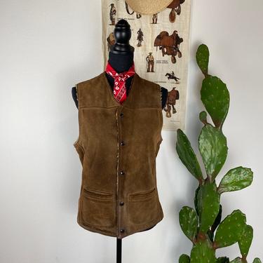 Vintage Pioneer Wear Style 1970s Suede and Shearling / Sherpa Vest The Leather Shop Size S-M 