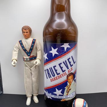 1970s Evel Knievel Action Figure with Collectable Beer Bottle (From the 2000s) 