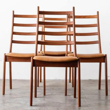 Kai Kristiansen Danish Modern Ladder Back Dining Chairs 