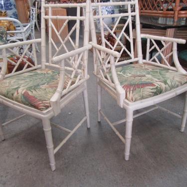 Chippendale Faux Bamboo Arm Chairs