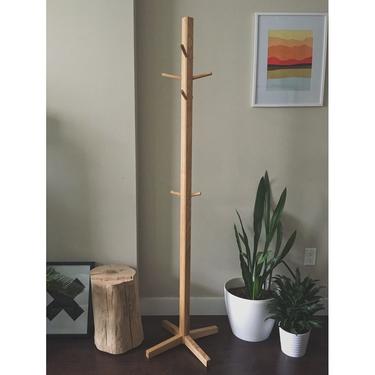 The Stand - American Ash Midcentury Standing Coat Rack 