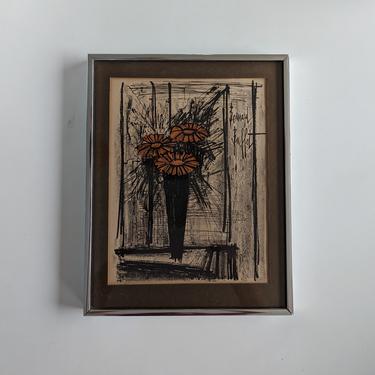 1968 Flower by Bernard Buffet Signed Authentic Lithograph 