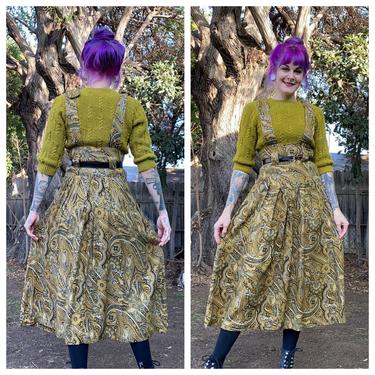 Vintage 1990’s Yellow Paisley Overall Dress 