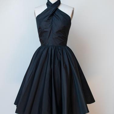 1980s Black Halter Dress | Victor Costa 