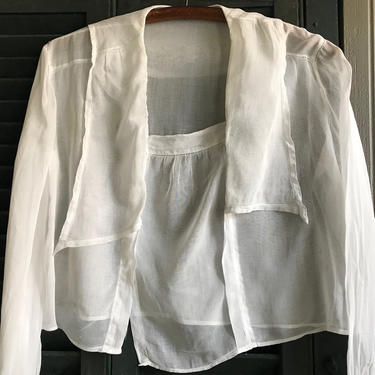 Antique Blouse, White Cotton Batiste, ca 1910s, Period Clothing 