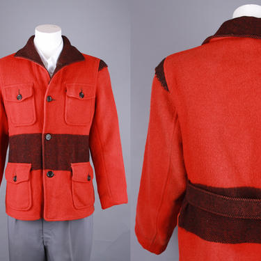 1920s MACKINAW Coat | Vintage 20s 30s Men's Belted Back Wool Jacket | medium 