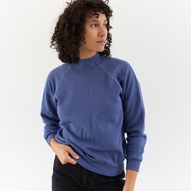 Vintage Lavender Purple Blue Crew Raglan Sweatshirt | Blank Cozy Fleece Sweat | S | 