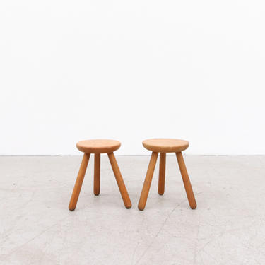 Cute Pair of Charlotte Perriand Style Tripod Stools