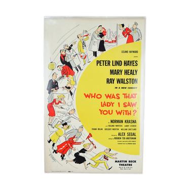 1950s “Who Was That Lady I Saw You With?” Broadway Theatre Lobby Card Poster 