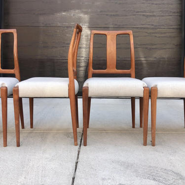 Vintage Danish Modern Sculpted Teak Dining Chairs - Set of 6 