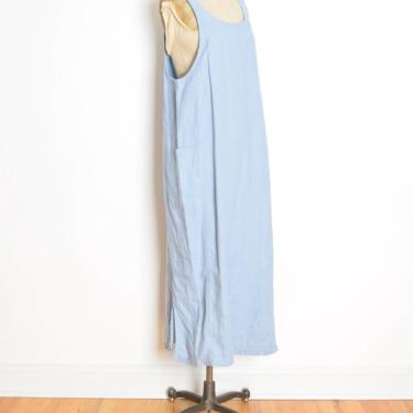 vintage 90s dress pastel blue linen lagenlook simple long maxi dress L clothing 