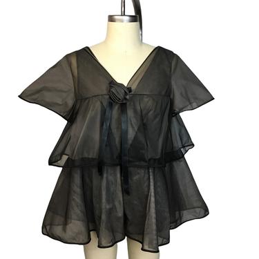 Vintage 1960s 3-piece Evette Teddi Nightie Lingerie Peignoir Set w Panties 