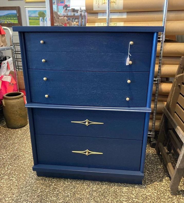 Navy MCM chest of drawers 32 x 18 x 41” 
