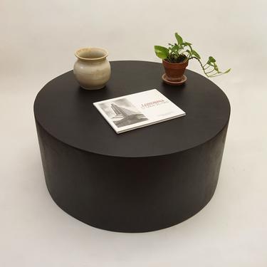 Low Circular Round Drum Coffee Table. Modern Round Low Coffee Table, Extra seating- Black 