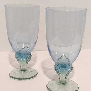 Bahia By Bormioli Rocco Iced Blue Green Goblet Glasses Set Of 2 Replacement Glass 7.5” 