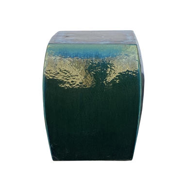 Chinese Ceramic Clay Green Glaze Square Flat Solid Garden Stool ws918E 
