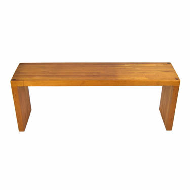 Vintage Mid-Century Modern Staved Oak Bleacher Style Bench 