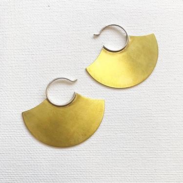 Medium Brass and Silver Slice Earrings