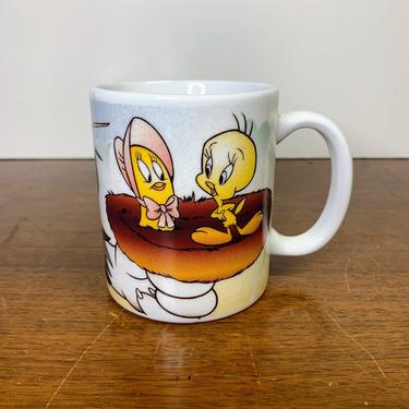 Vintage 1994 Looney Tunes Virgo Coffee Mug Looney Tunes Sun Signs Tweety Bird 