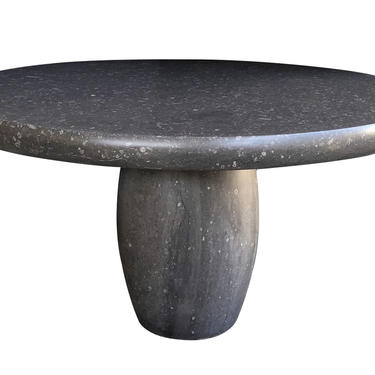 A Shapely Carved Belgian Bluestone Round Dining/Center Table with Barrel-form Base