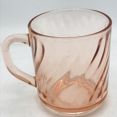 Vintage Coffee Mug Glass  Pink Rosaline Arcoroc France-Nice Condition 