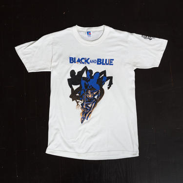 80s Black And Blue Musical Revue T Shirt - Men's XS, Women's Small | Vintage 1985 Paris Theater Graphic Tee 