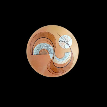 Vintage Modernist 1970s Enameled Copper Art Enamelware Dish by Canadian Artist Anita Trottier 6.75&amp;quot; Quebec 
