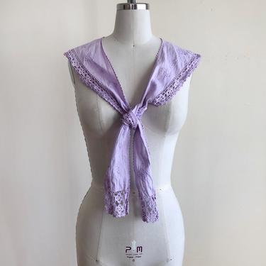 Light Purple, Embroidered Collar/Scarf - 1980s 