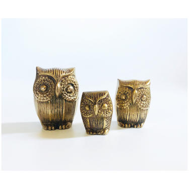 Vintage Brass Owl Trio 