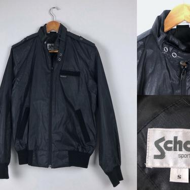1980s Vintage Black Schott Cafe Racer Jacket - Size S or M by HighEnergyVintage