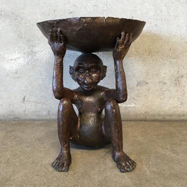 Mid Century Bronze Monkey Serving Bowl