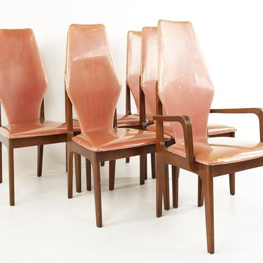 Adrian Pearsall Style Mid Century Walnut Dining Chairs - Set of 6 - mcm 