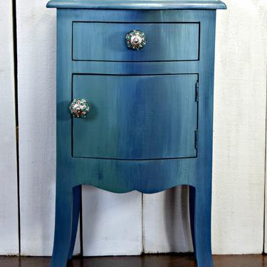 Small Blue Cabinet | Blue Side Table | Blue Nightstand | Small Bedside Table | Little Blue Accent Table 